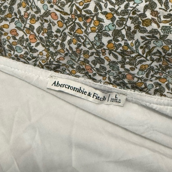 Abercrombie & Fitch Peach Floral Print Tie-Front Linen Blend Blouse Top size L - Picture 5 of 6